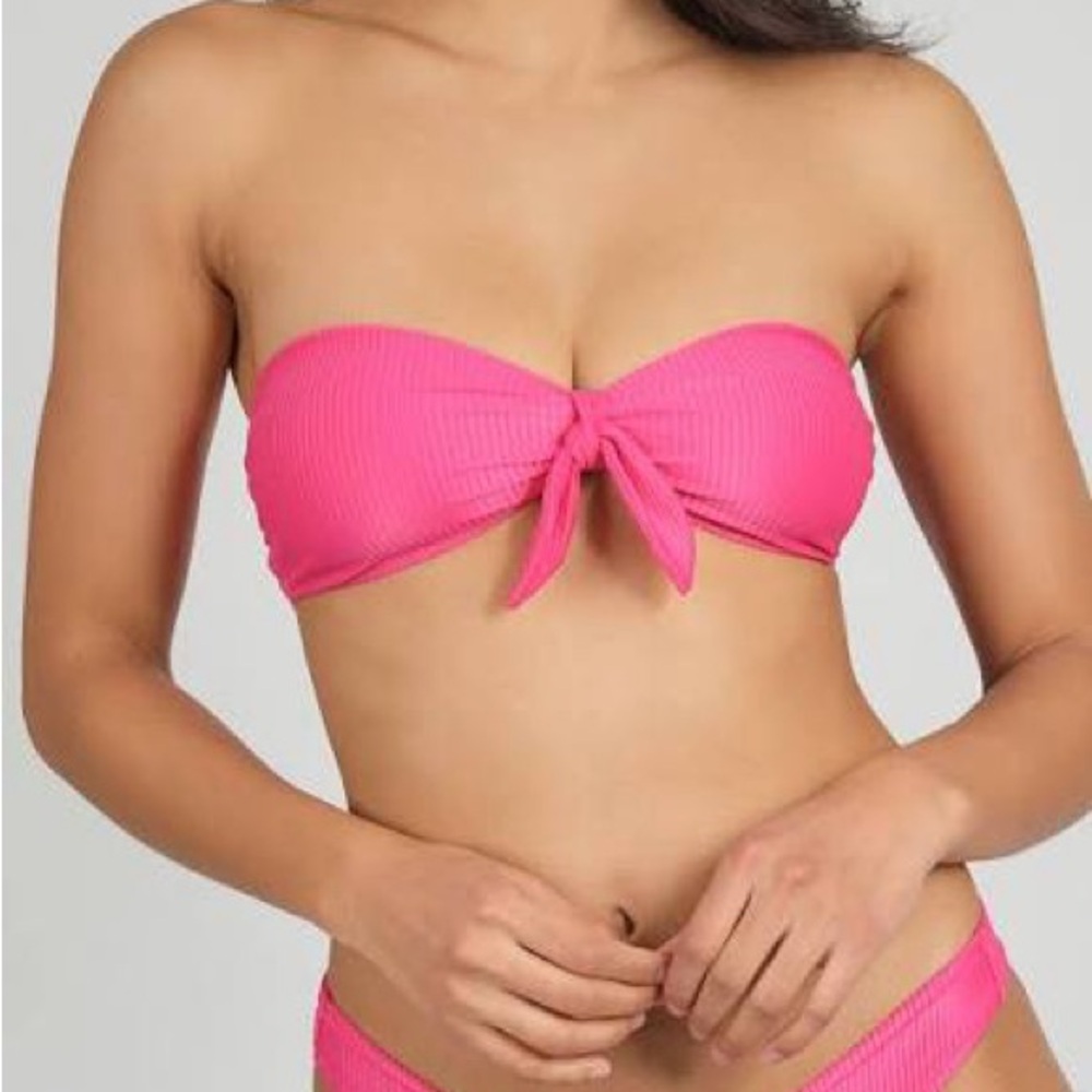 Lively Ribbed Tie-Front Bandeau & Cheeky bottom bikini